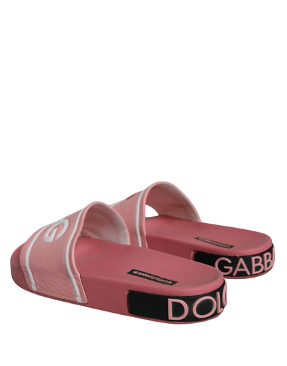  - Pink Leather I Love D&G Sandals Slides Shoes