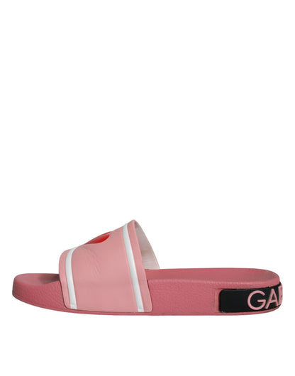  - Pink Leather I Love D&G Sandals Slides Shoes