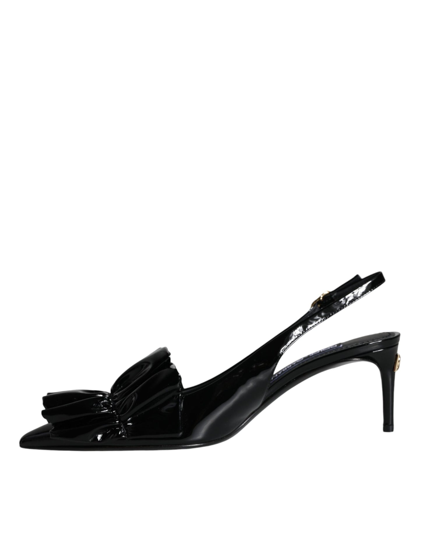  - Black Patent Leather Heels Slingback Shoes