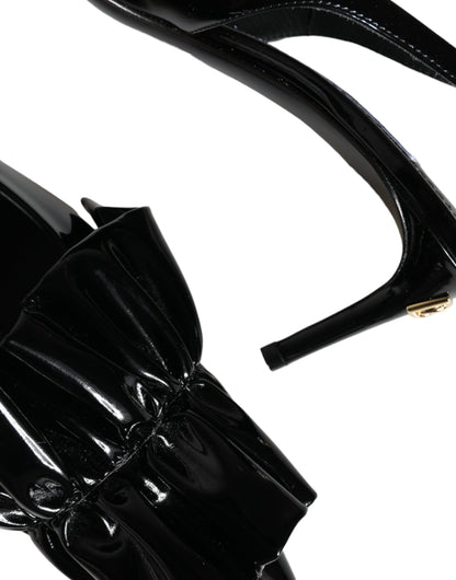  - Black Patent Leather Heels Slingback Shoes