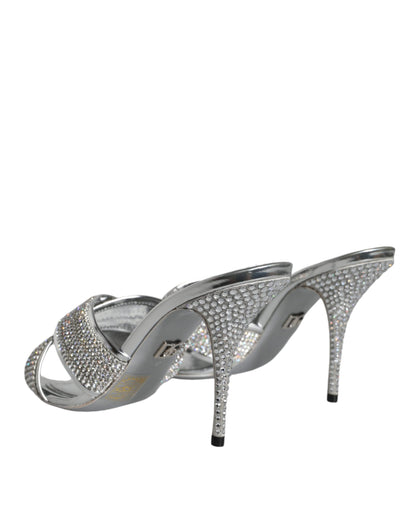 Silver Crystals Keira Heels Slides Shoes