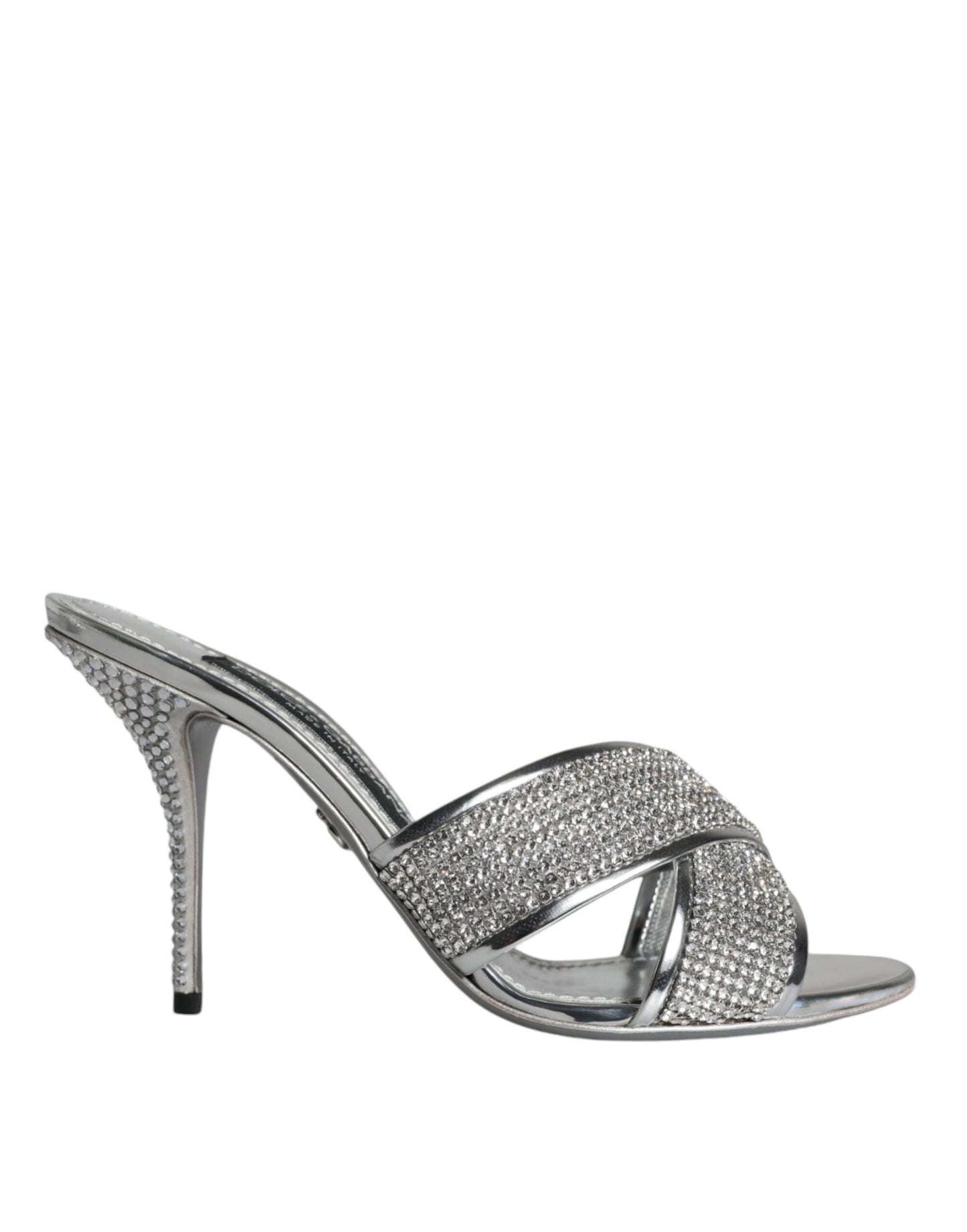 Silver Crystals Keira Heels Slides Shoes