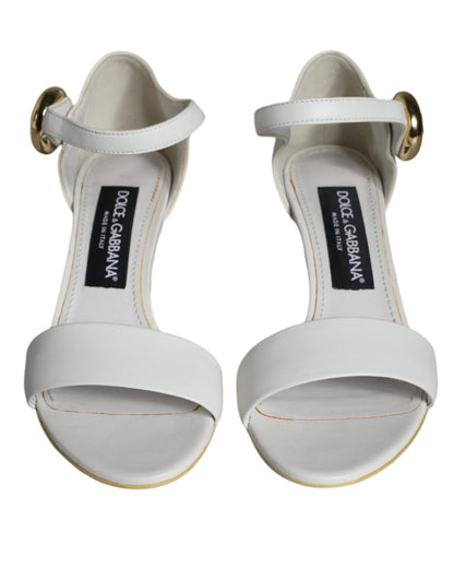 White Leather Heels Keira Sandals Shoes - The Luxe Alliance