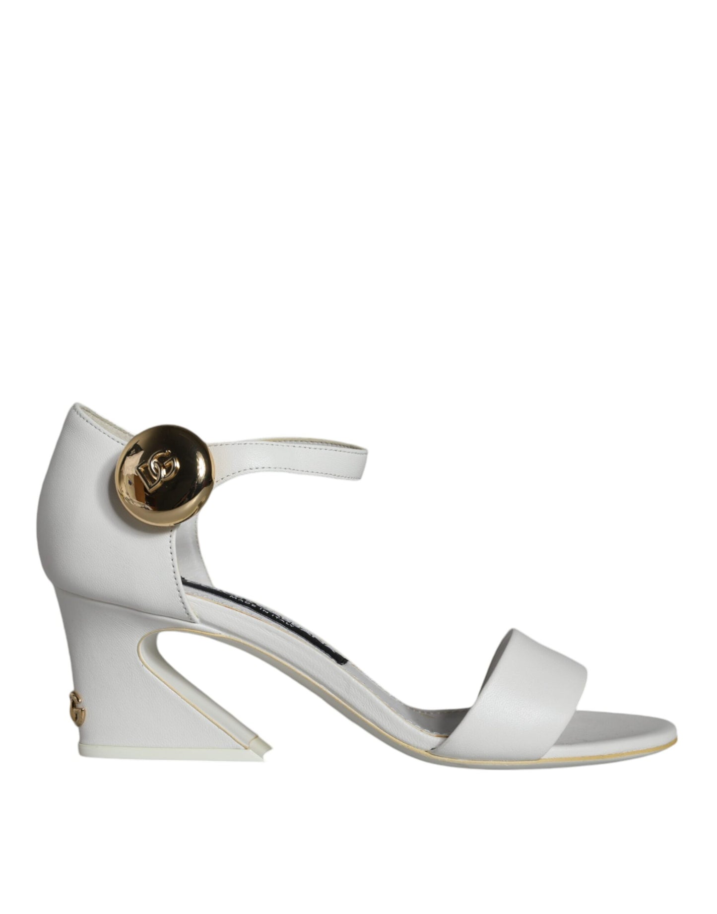 White Leather Heels Keira Sandals Shoes - The Luxe Alliance