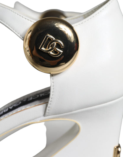 White Leather Heels Keira Sandals Shoes - The Luxe Alliance