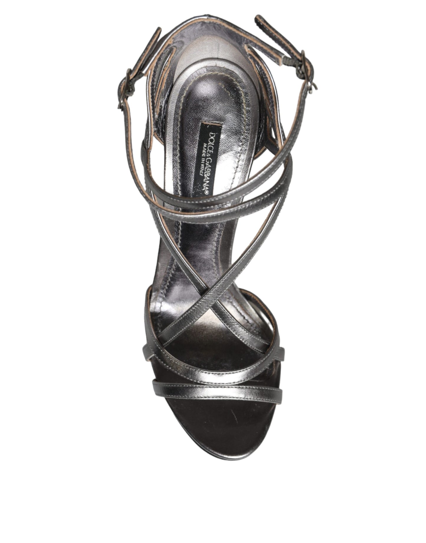 Silver Keira Leather Heels Sandals Shoes - The Luxe Alliance