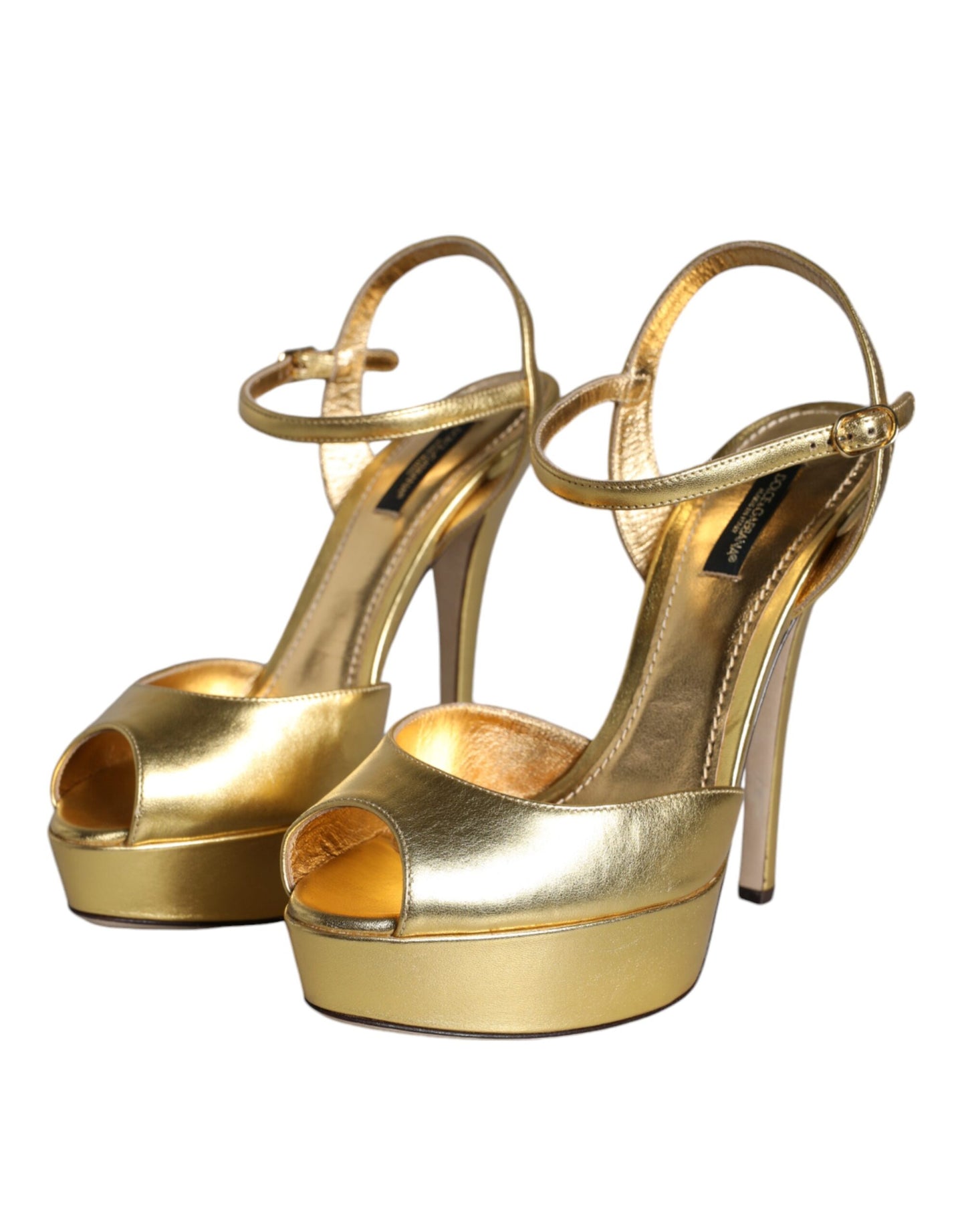 Gold Bette Leather Heels Sandals Shoes - The Luxe Alliance