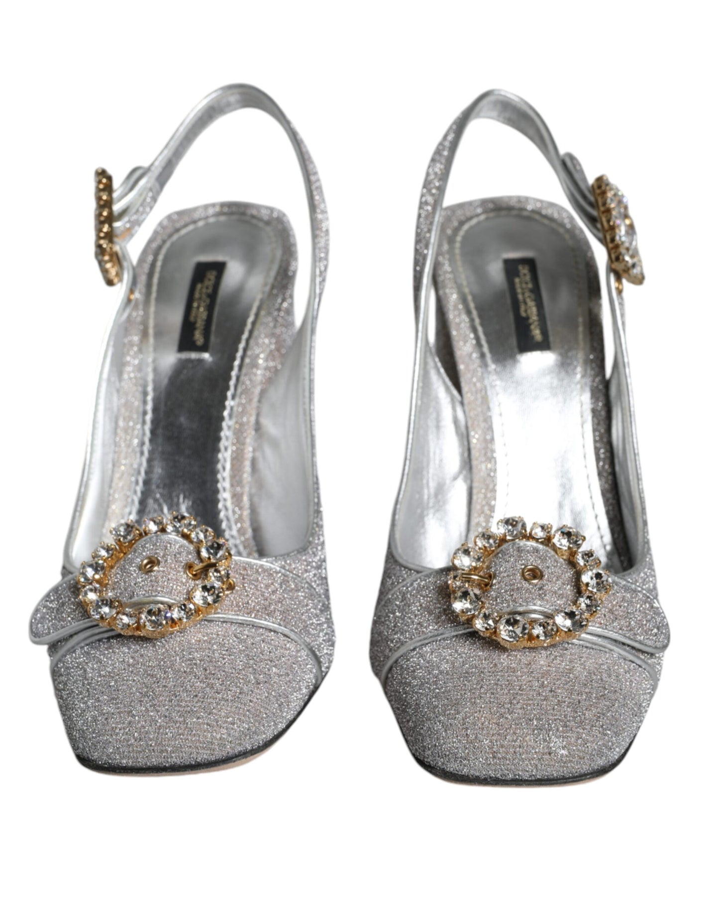 Silver Crystal Slingback Heels Sandals Shoes - The Luxe Alliance