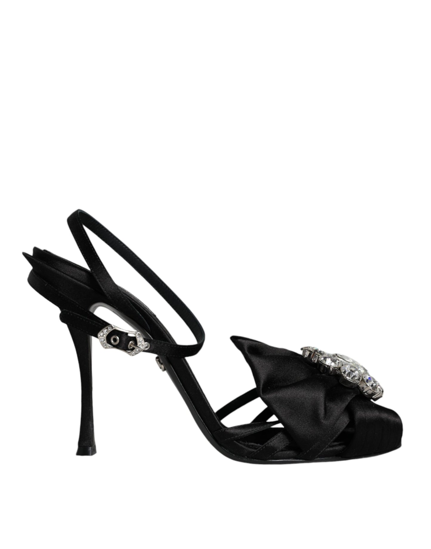 Black Crystal Ankle Strap Sandals Shoes - The Luxe Alliance