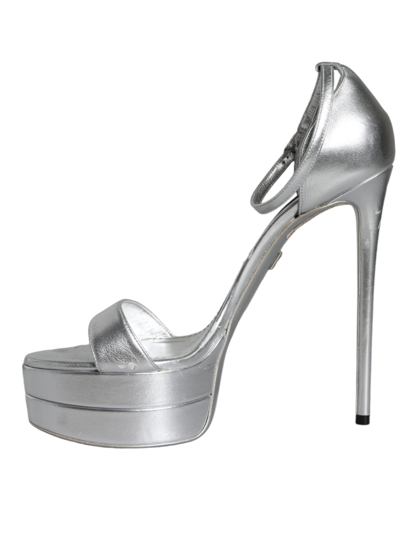 Silver KEIRA Heels Ankle Strap Sandals Shoes - The Luxe Alliance