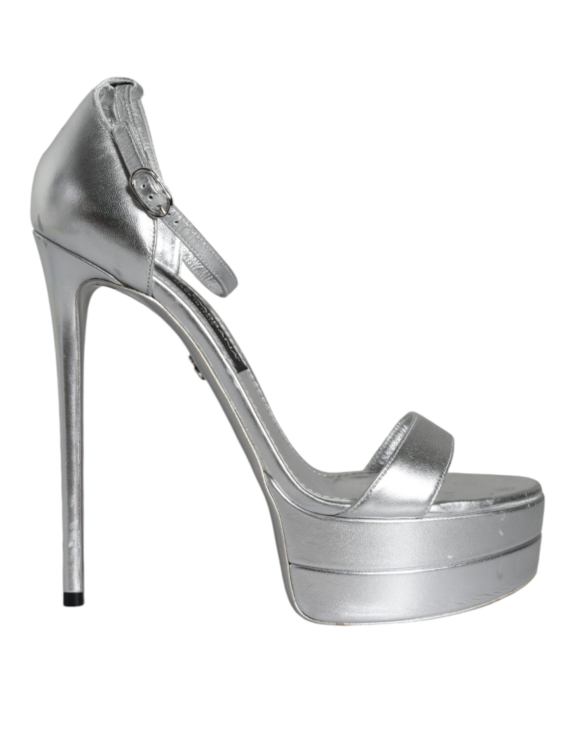 Silver KEIRA Heels Ankle Strap Sandals Shoes