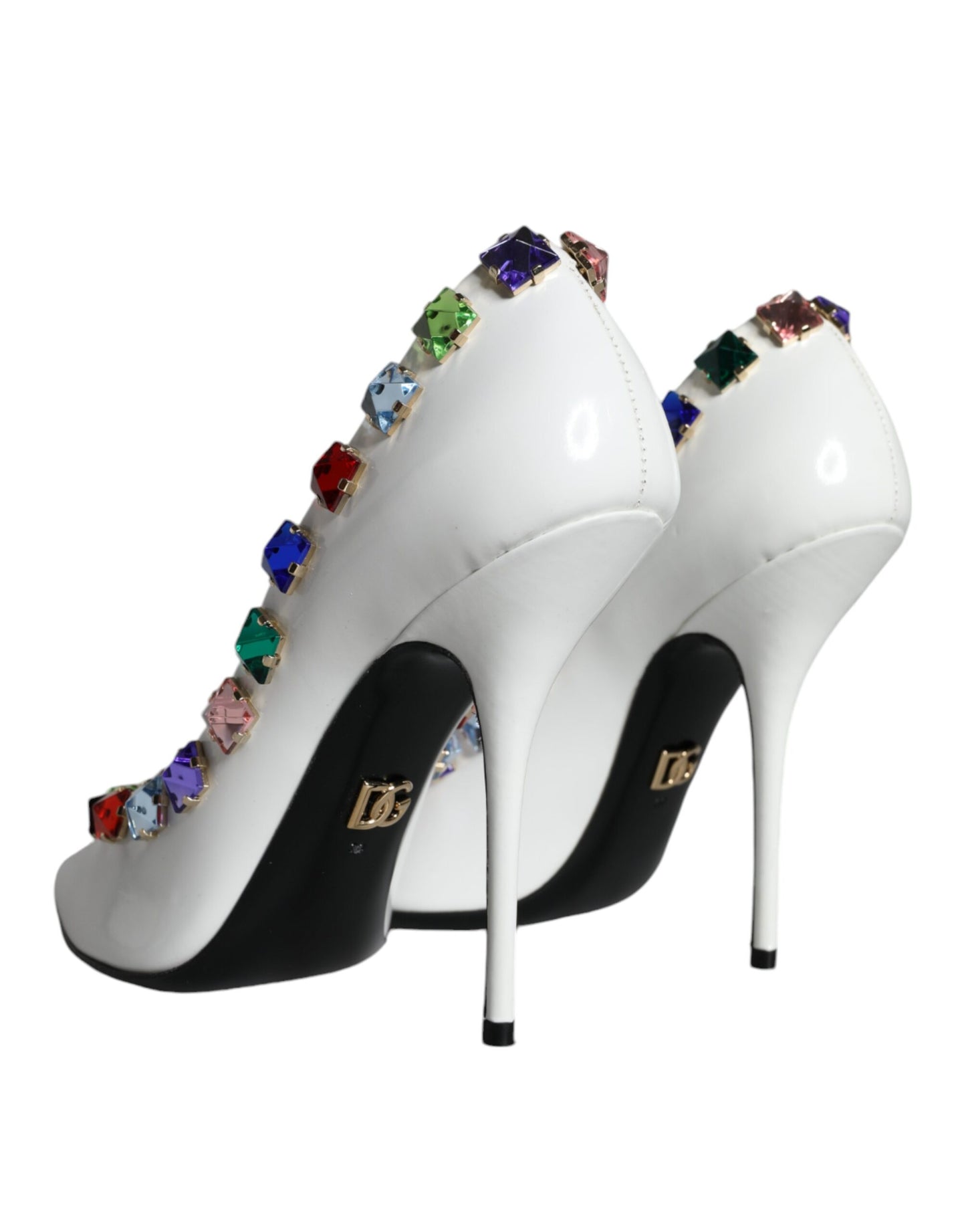 White Crystals Leather High Heels Pumps Shoes - The Luxe Alliance