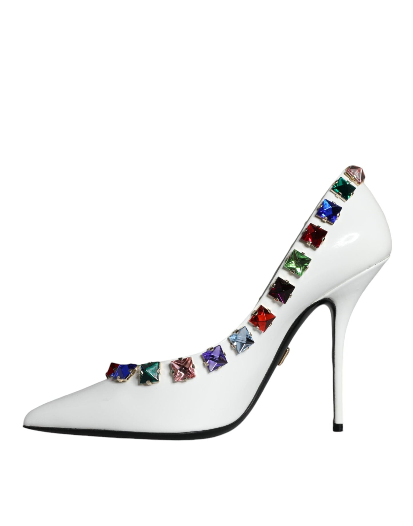 White Crystals Leather High Heels Pumps Shoes - The Luxe Alliance