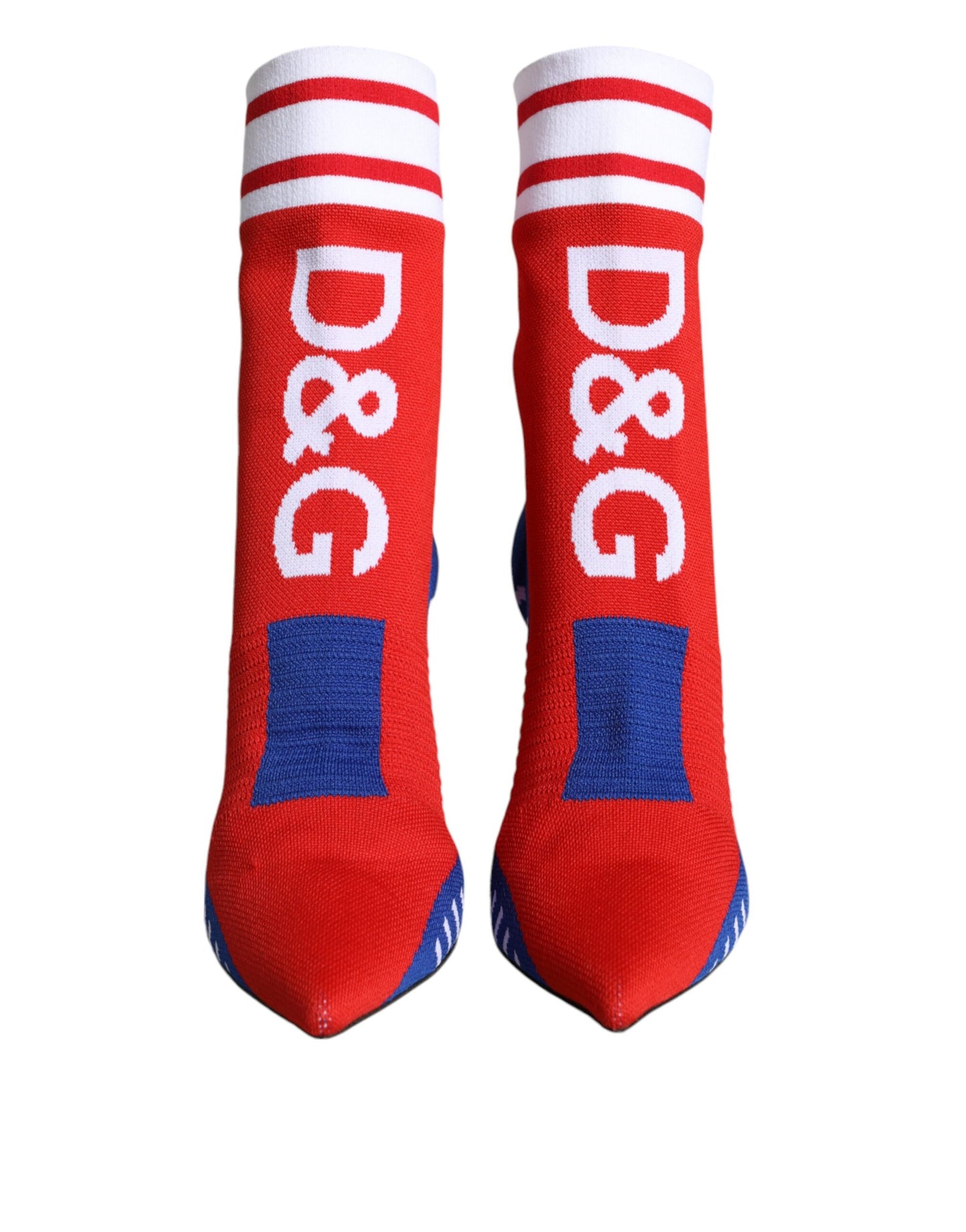  - Red Blue Stretch Sock Style Ankle Boots Logo Shoes