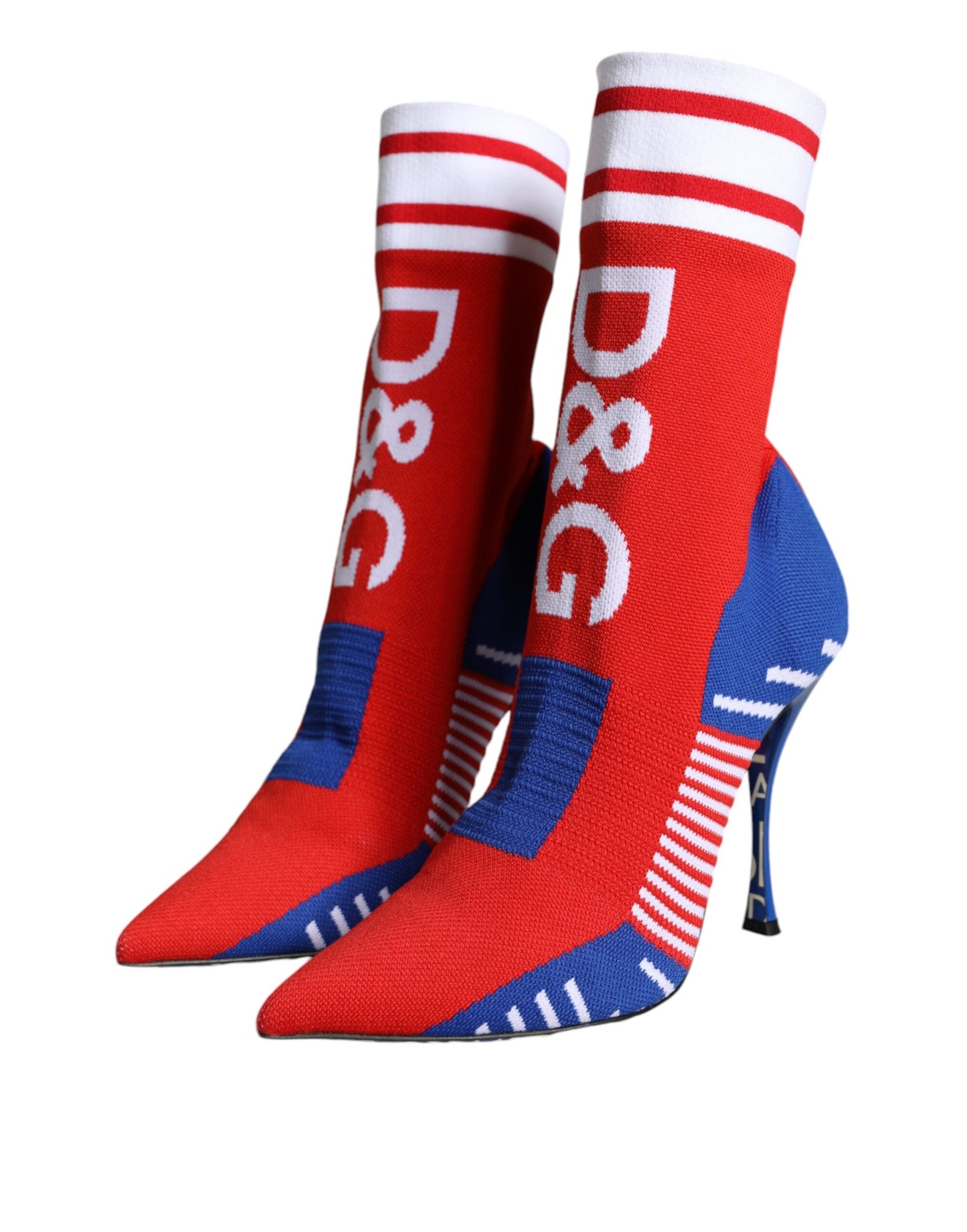  - Red Blue Stretch Sock Style Ankle Boots Logo Shoes