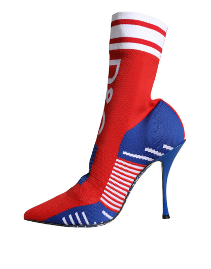  - Red Blue Stretch Sock Style Ankle Boots Logo Shoes