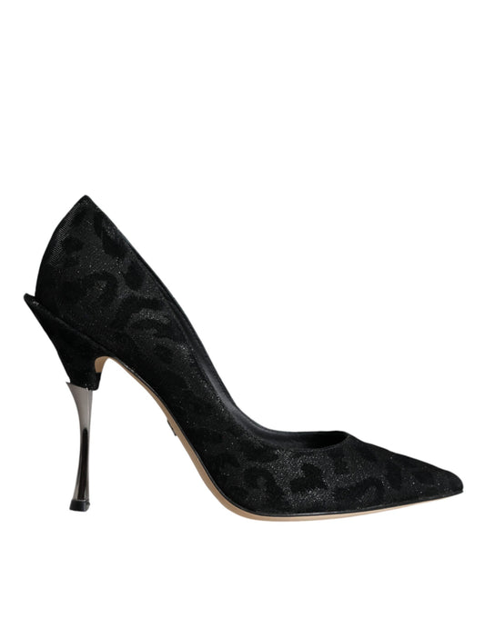  - Black Leopard Lurex High Heels Pumps Shoes