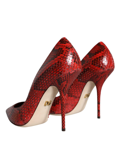 Red Leather Stiletto High Heels Pumps Shoes