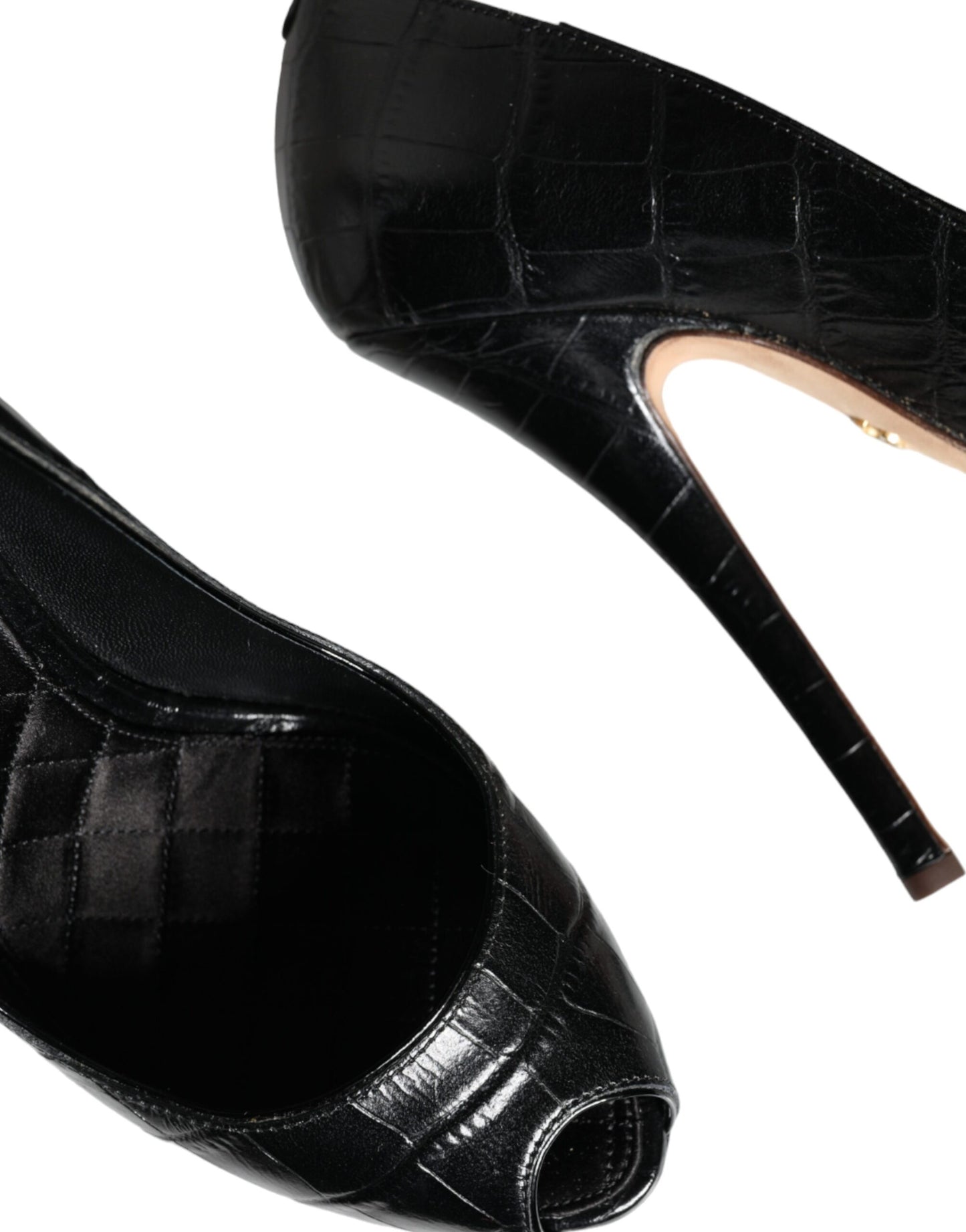  - Black Leather Platform Heels Pumps