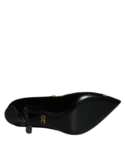  - Black Mary Janes Velvet Gold Pumps Shoes