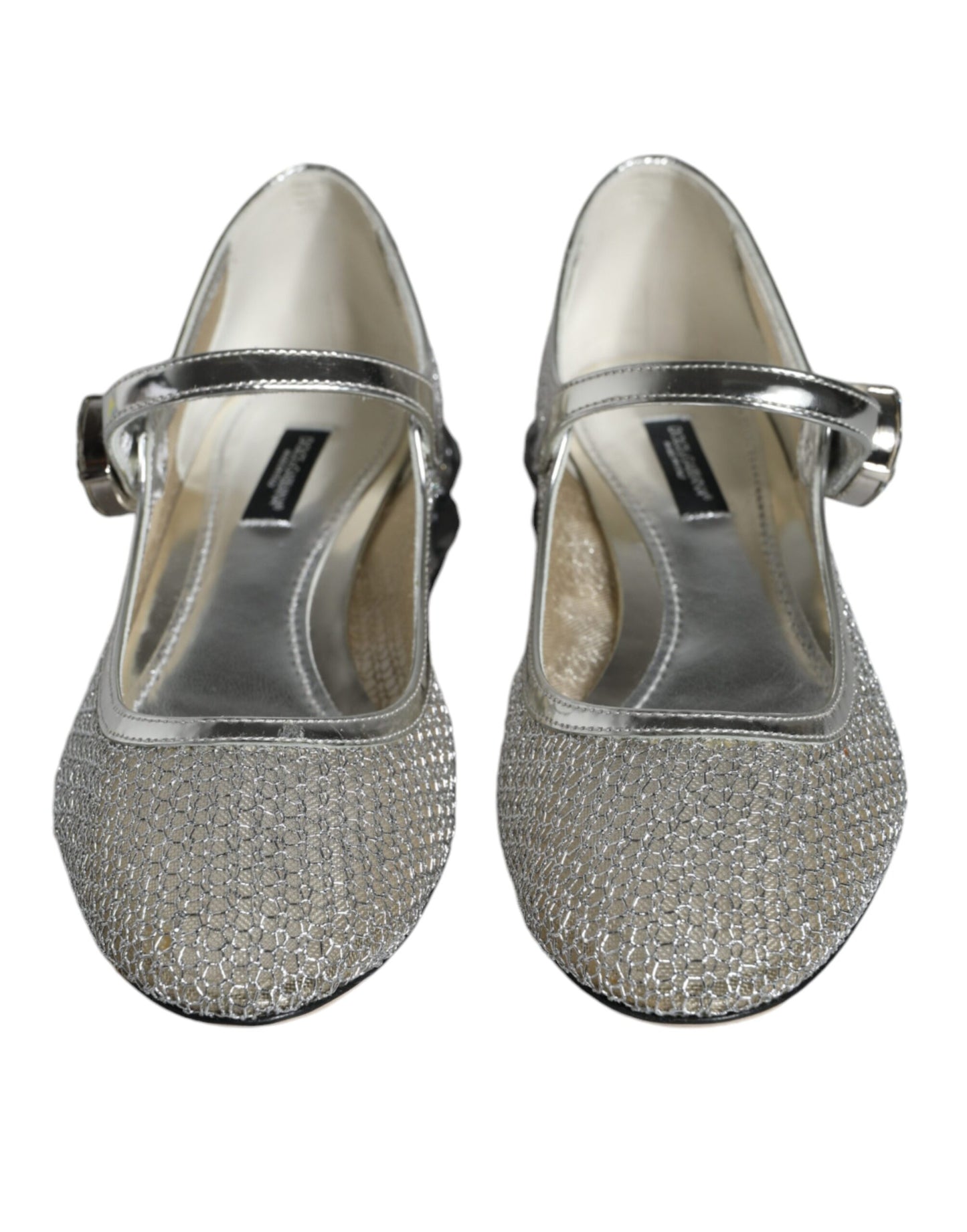  - Silver Mesh Crystal Mary Jane Pumps Shoes