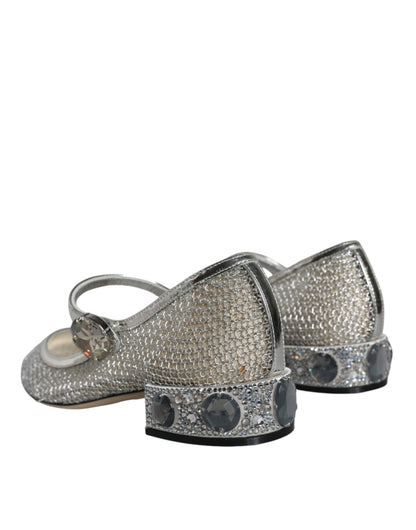  - Silver Mesh Crystal Mary Jane Pumps Shoes