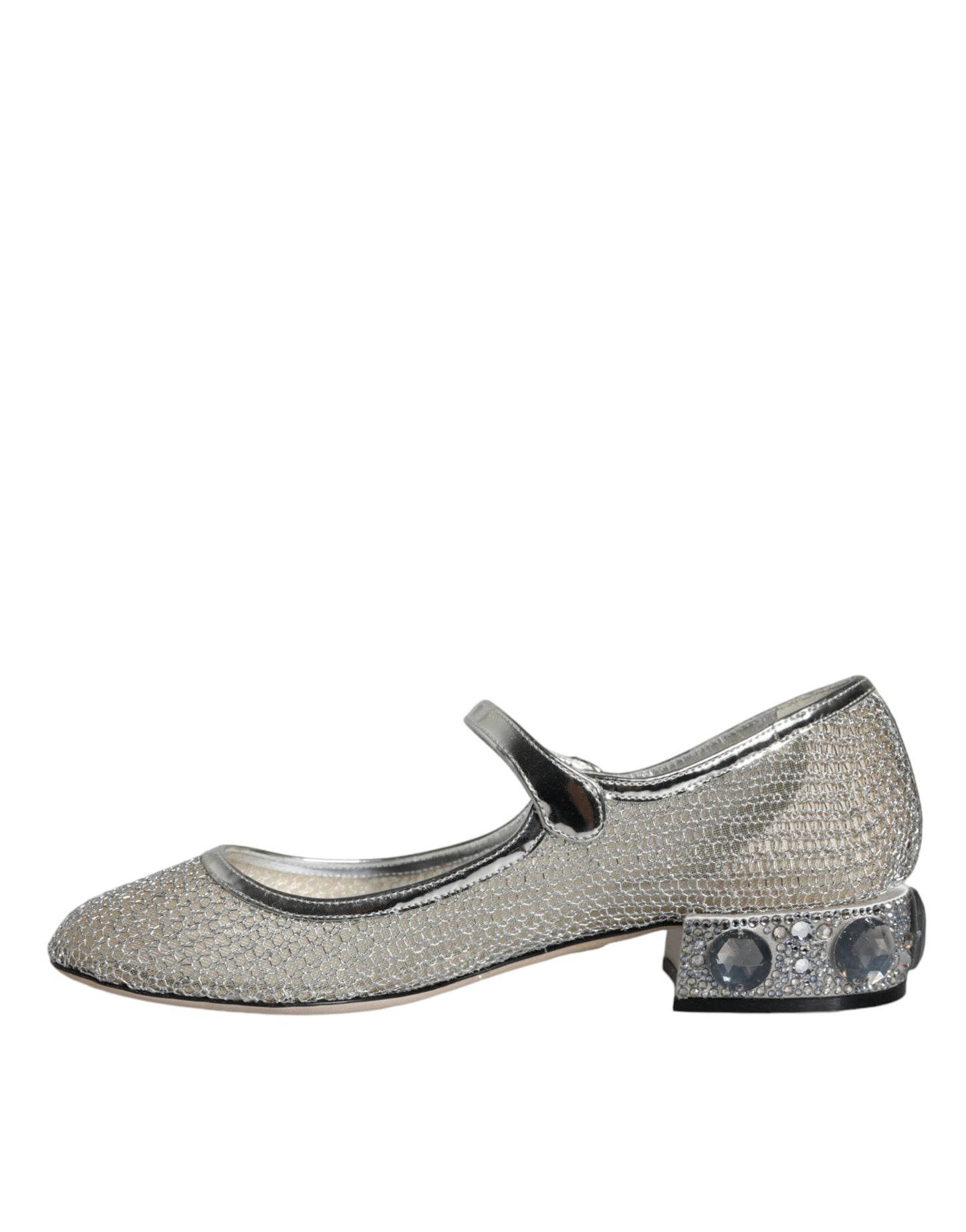  - Silver Mesh Crystal Mary Jane Pumps Shoes