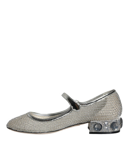  - Silver Mesh Crystal Mary Jane Pumps Shoes