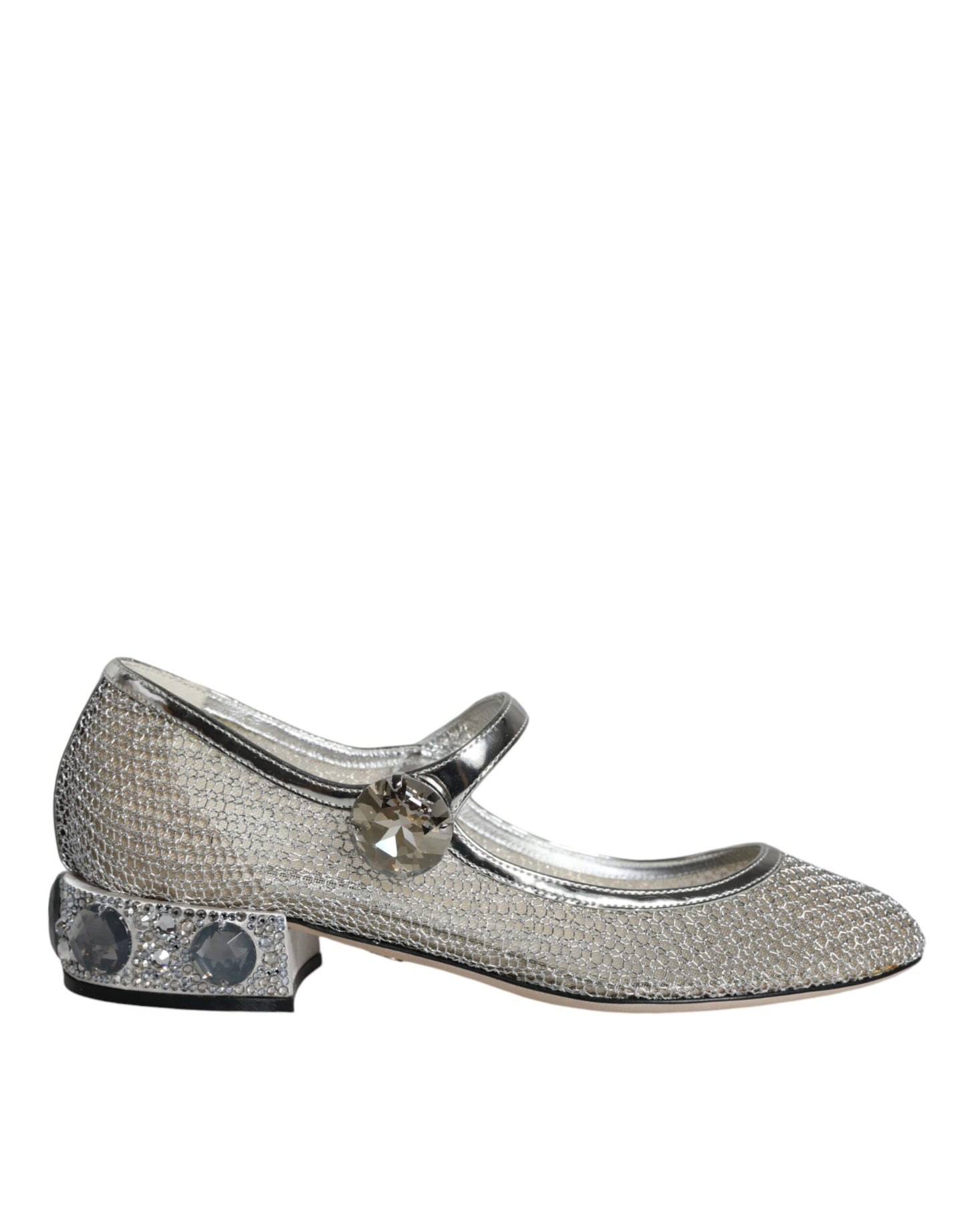  - Silver Mesh Crystal Mary Jane Pumps Shoes