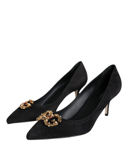  - Black Amore Suede Bellucci Heels Pumps Shoes