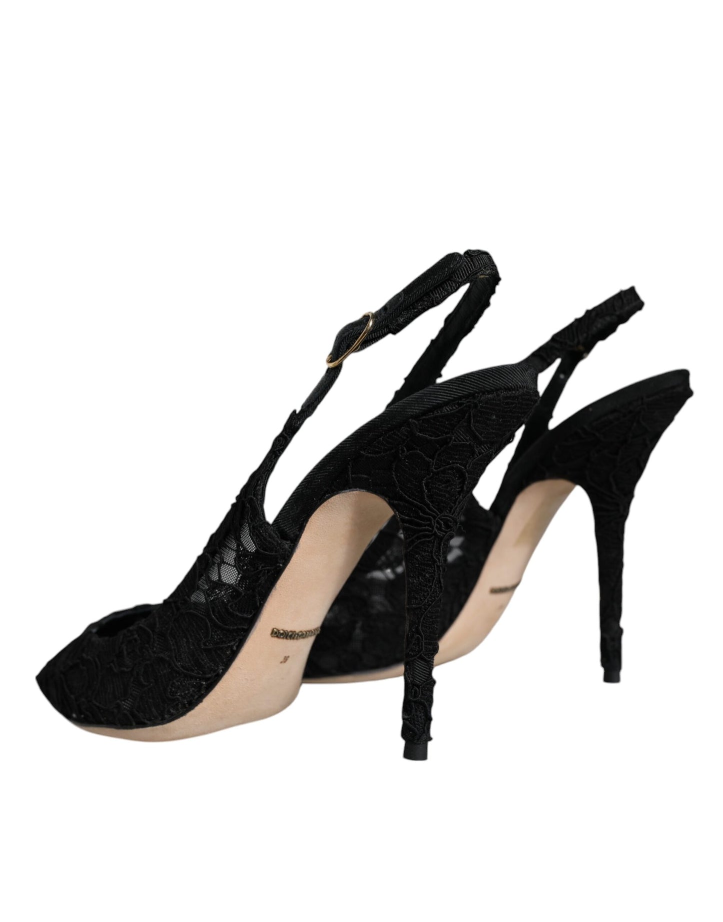  - Black Taormina Lace Bellucci Slingbacks Shoes