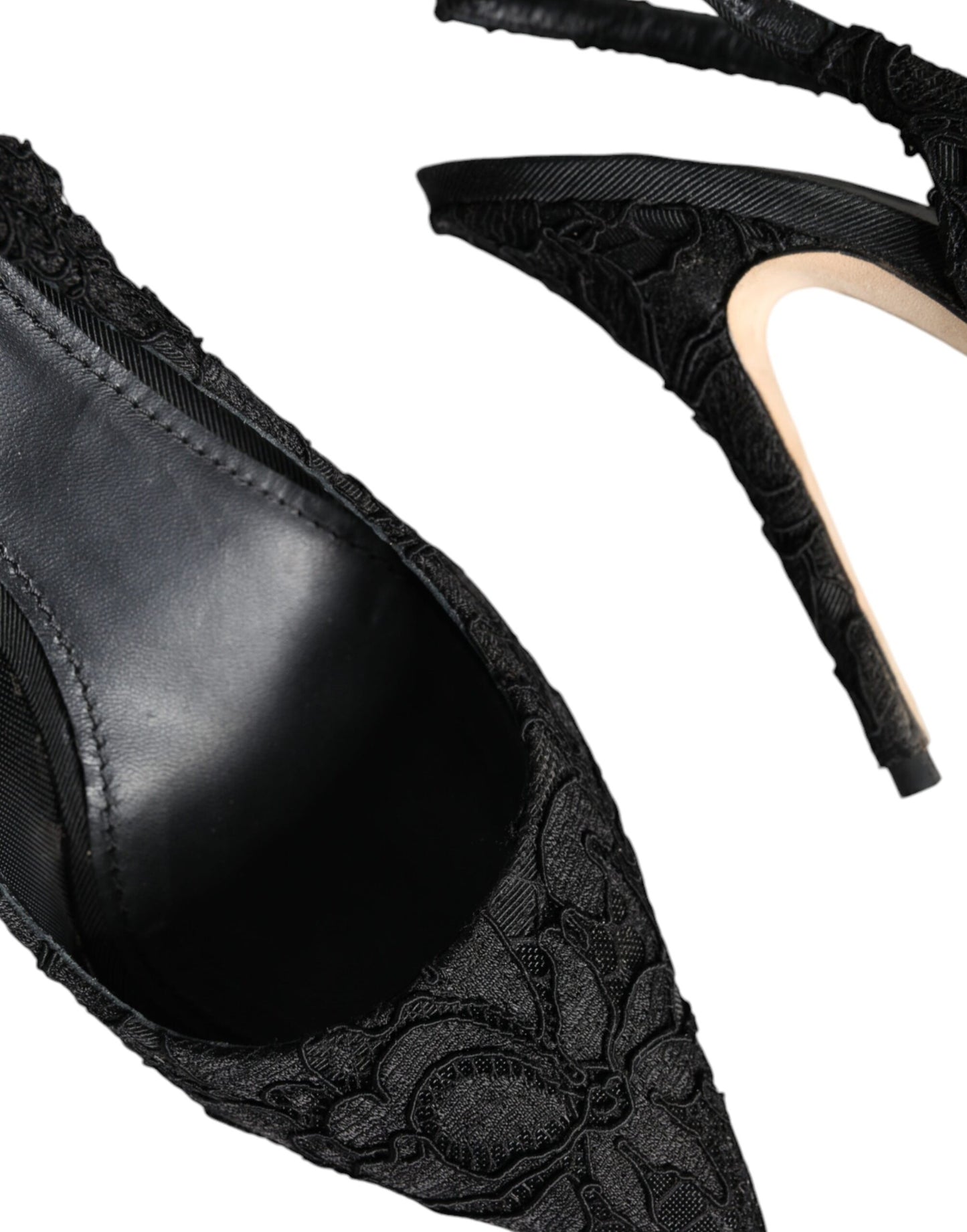  - Black Taormina Lace Bellucci Slingbacks Shoes