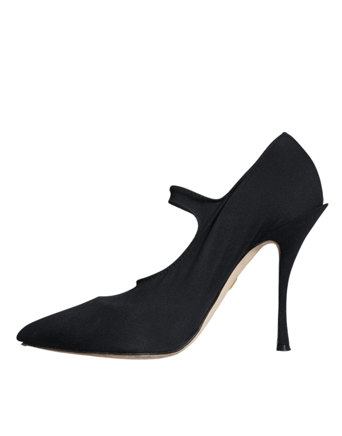  - Black Mary Jane Jersey Crystal Pumps Shoes