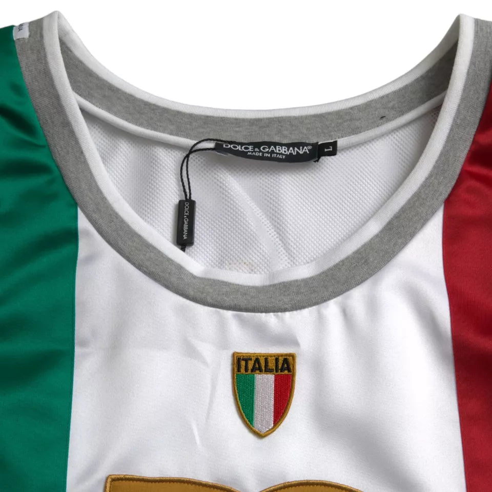  - White Green Sleeveless Top Italian Flag Basket T-shirt