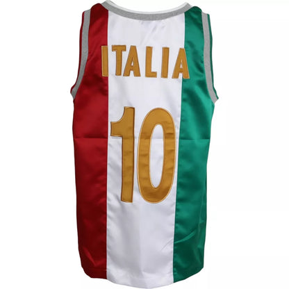  - White Green Sleeveless Top Italian Flag Basket T-shirt