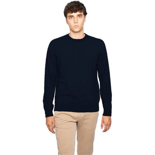 Blue Virgin Wool Men Sweater