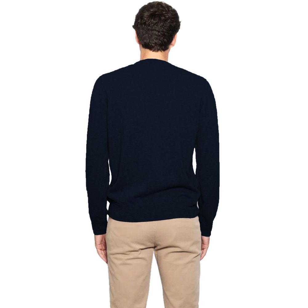 Blue Virgin Wool Men Sweater