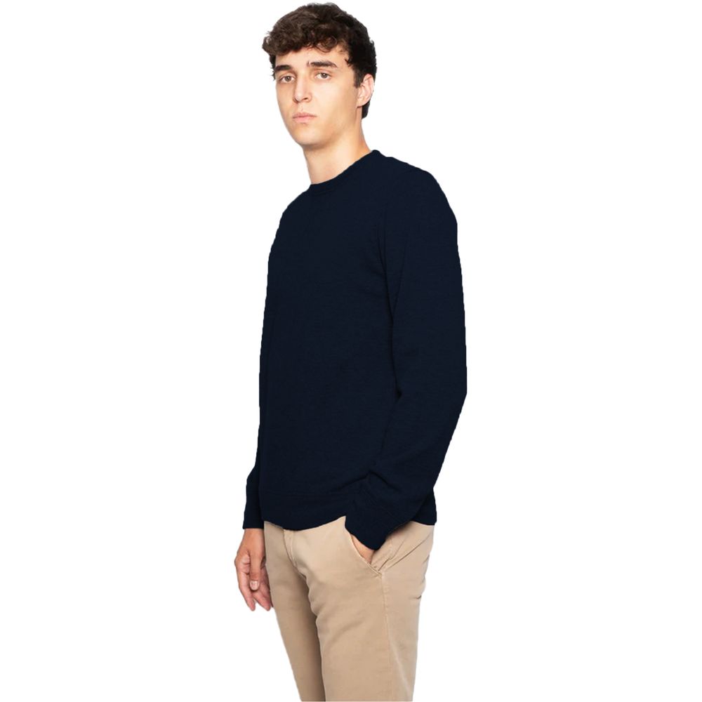 Blue Virgin Wool Men Sweater