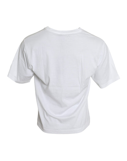  - White Cotton Short Sleeve Crewneck T-shirt