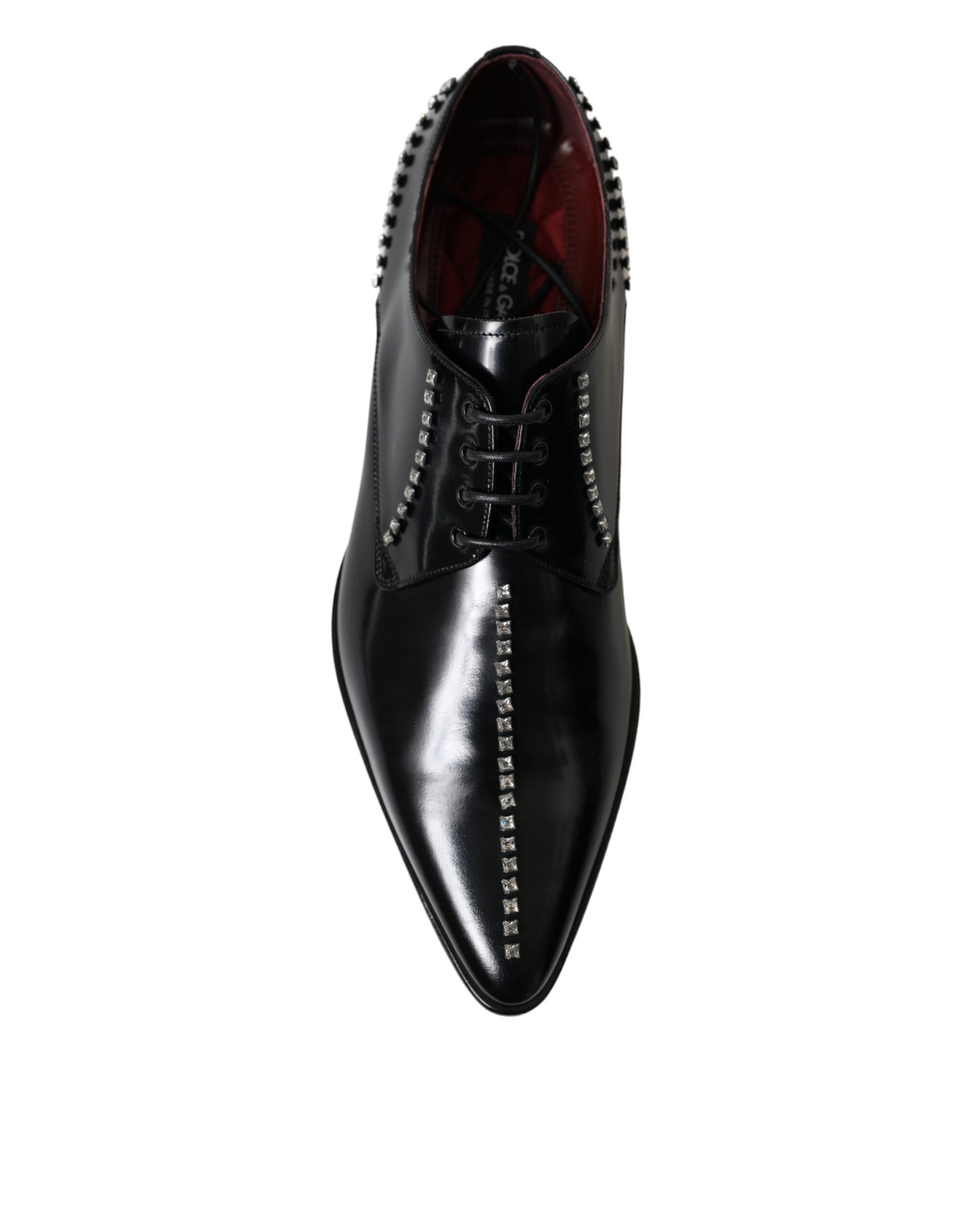 Black Leather Crystal Dress Formal Shoes