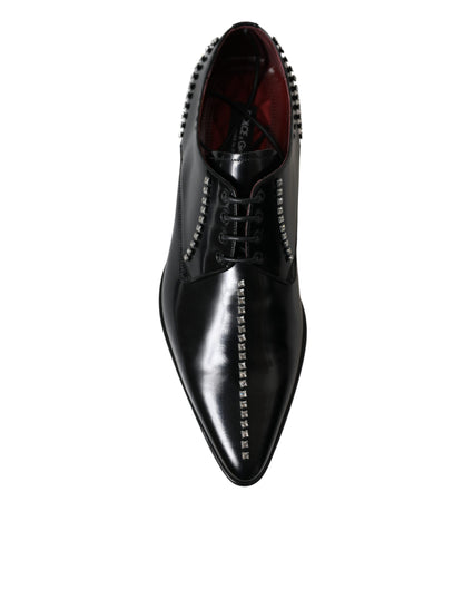  - Black Leather Crystal Dress Formal Shoes