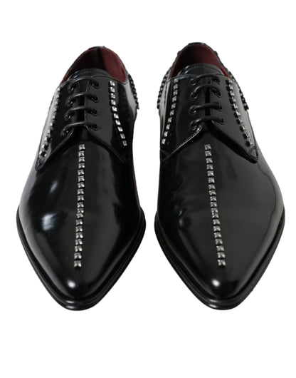  - Black Leather Crystal Dress Formal Shoes