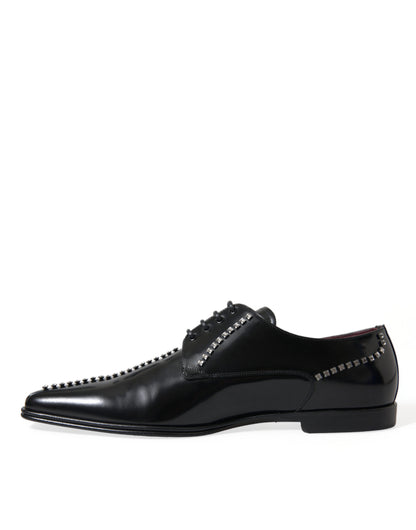  - Black Leather Crystal Dress Formal Shoes