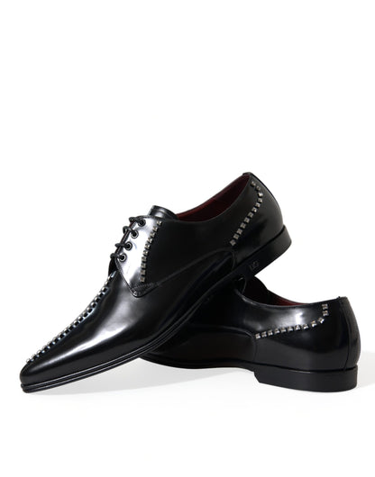  - Black Leather Crystal Dress Formal Shoes