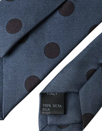  - Blue Black Silk Polka Dot Adjustable Men Tie