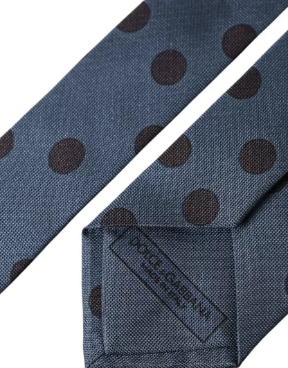  - Blue Black Silk Polka Dot Adjustable Men Tie