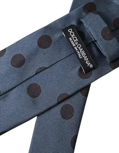  - Blue Black Silk Polka Dot Adjustable Men Tie