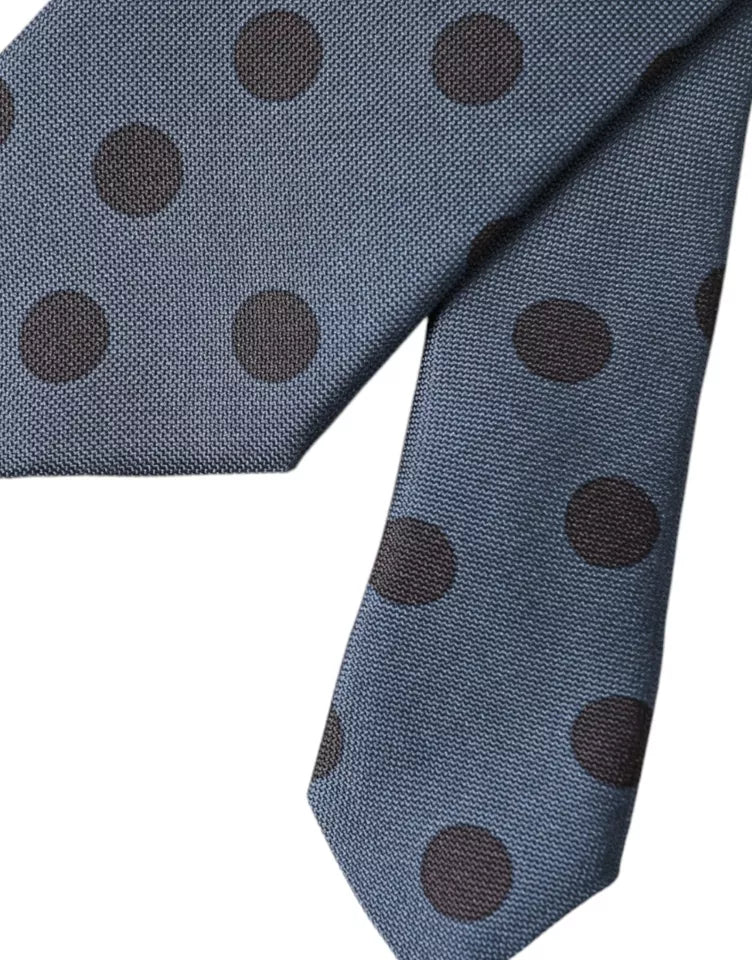  - Blue Black Silk Polka Dot Adjustable Men Tie