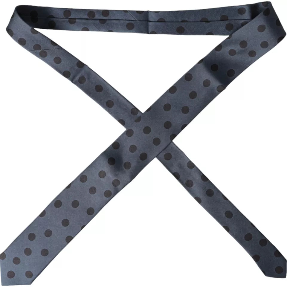  - Blue Black Silk Polka Dot Adjustable Men Tie