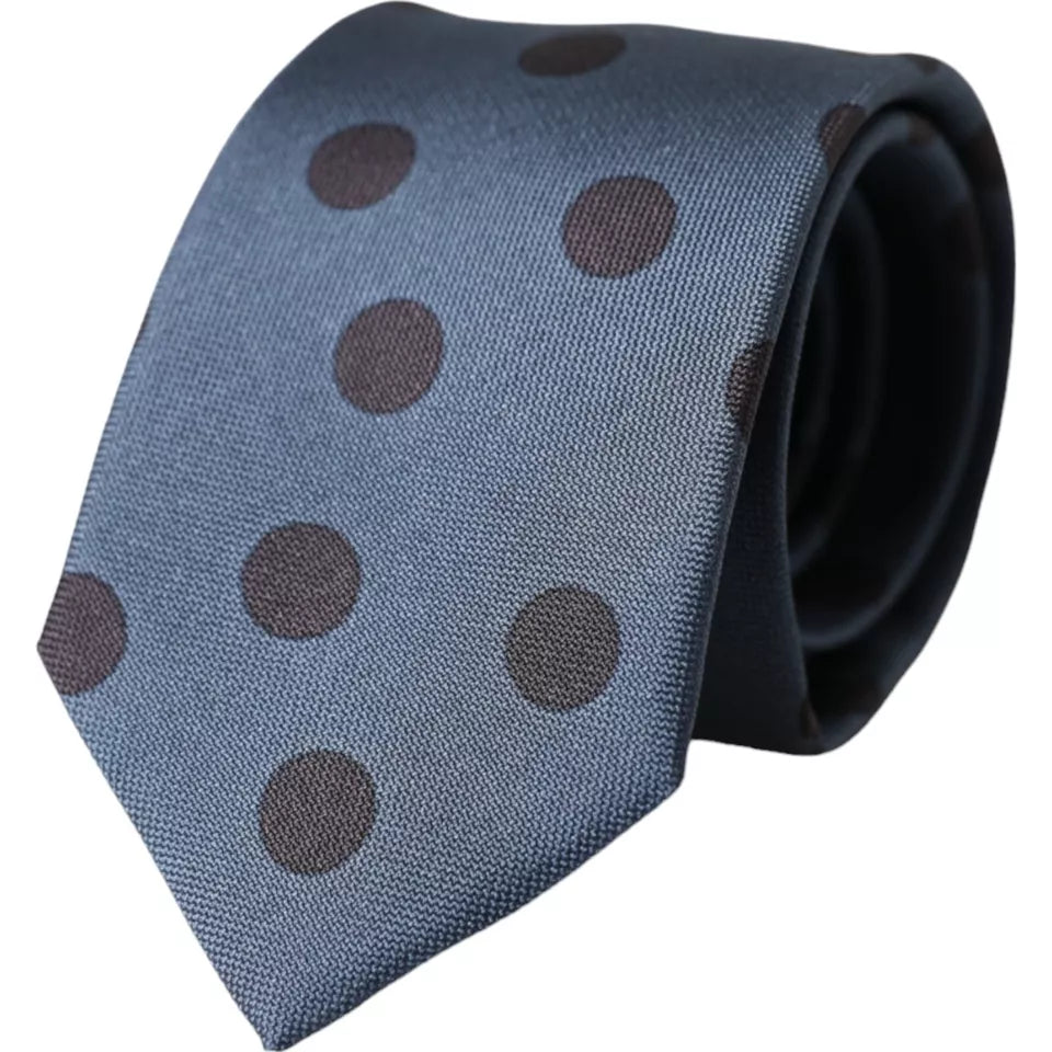  - Blue Black Silk Polka Dot Adjustable Men Tie